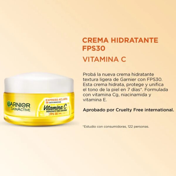Crema Facial Hidratante Vitamina C FPS 30 de Garnier 50 ml - Image 2