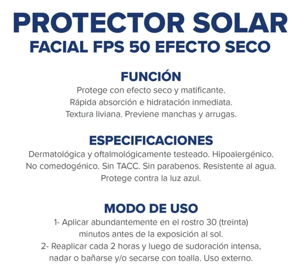 Dermaglós Facial FPS 50 Efecto Seco Invisible 50 g - Image 3